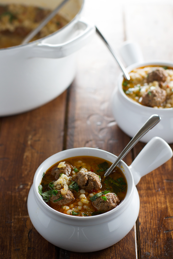 Moroccan Meatball Couscous Soup