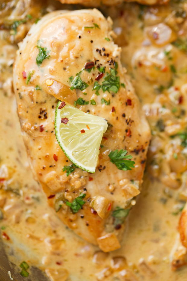 One Skillet Chicken with Fiesta Cream Sauce