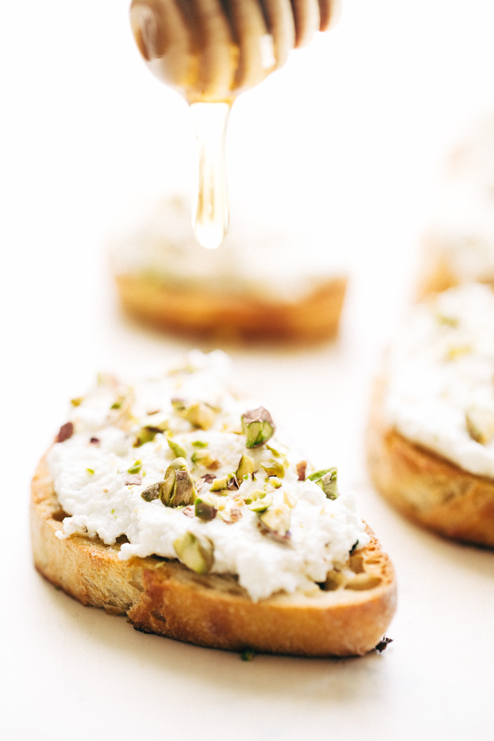 Ricotta Toasts with Pistachios and Honey