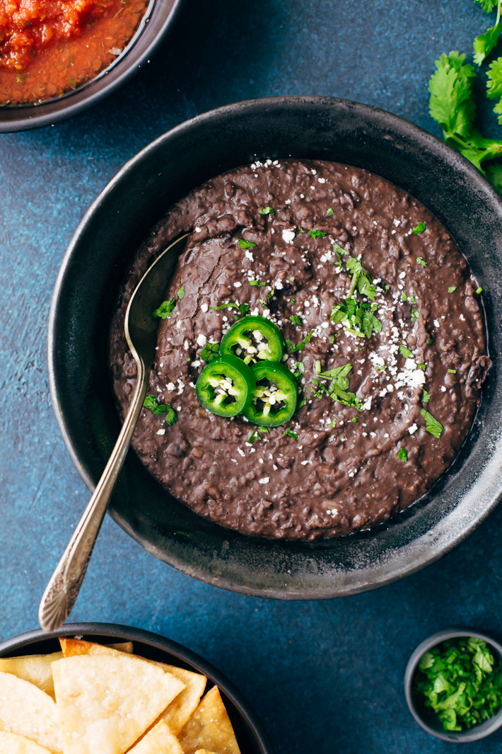 Spiced Up Refried Black Beans (Instant Pot)