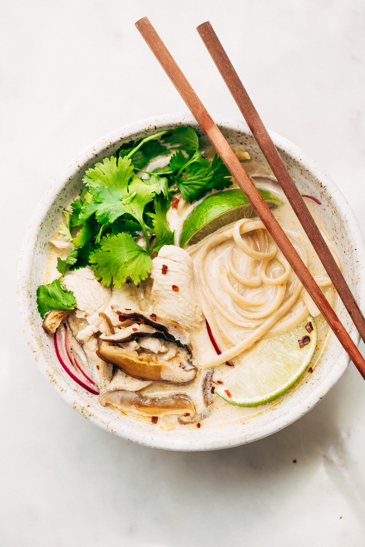 Creamy Comforting Thai Chicken Coconut Noodle Soup