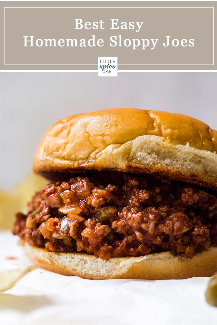Homemade Sloppy Joes - loaded with tons of flavor and makes enough to feed a crowd! These are sure to become a family favorite! #sloppyjoes #homemadesloppyjoes #easyrecipes #groundbeefrecipes #sloppyjoesrecipe | Littlespicejar.com