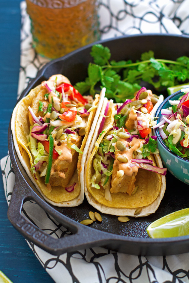 Crispy Fish Tacos with Margarita Slaw