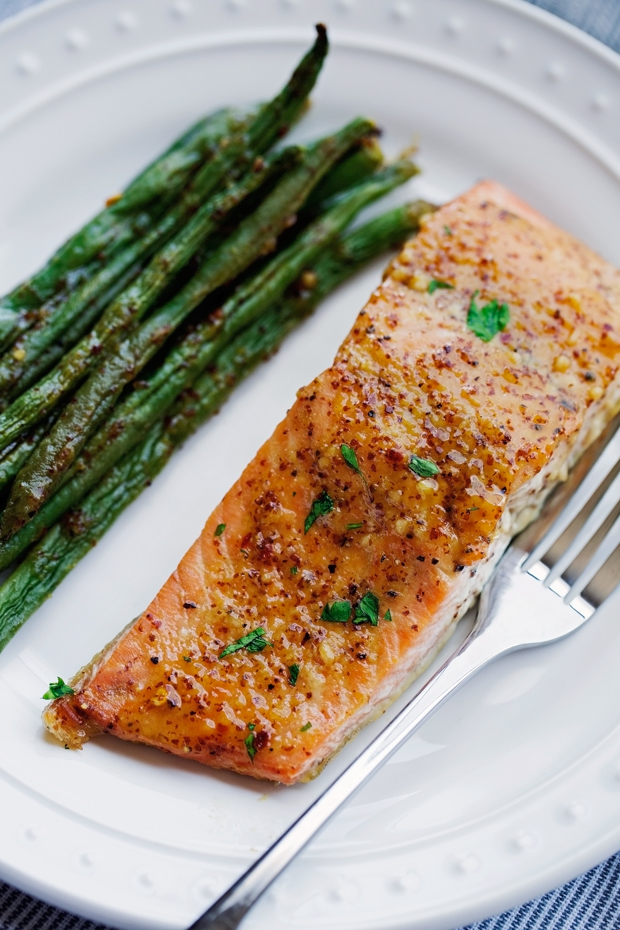 One Sheet Pan Honey Mustard Salmon with Green Beans