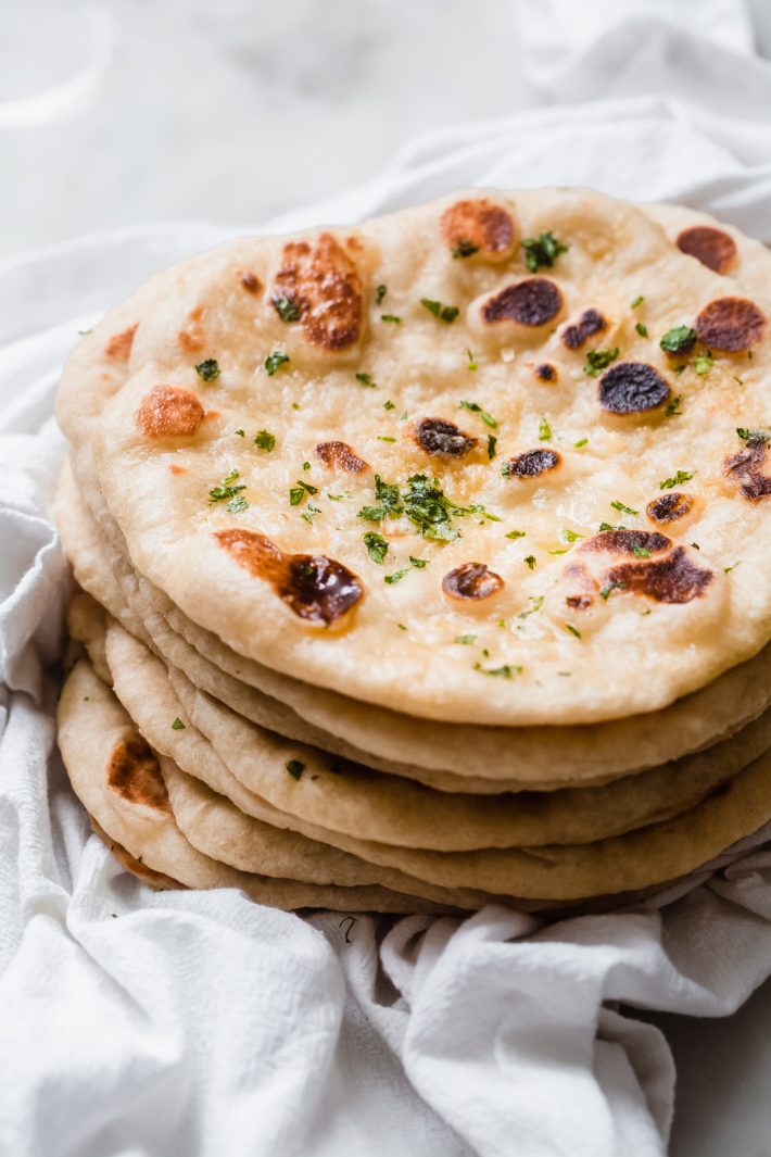 stack of homemade naan